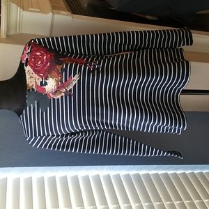 Joules ls heavyweight jersey knit top in dark navy, white stripes size 8.
